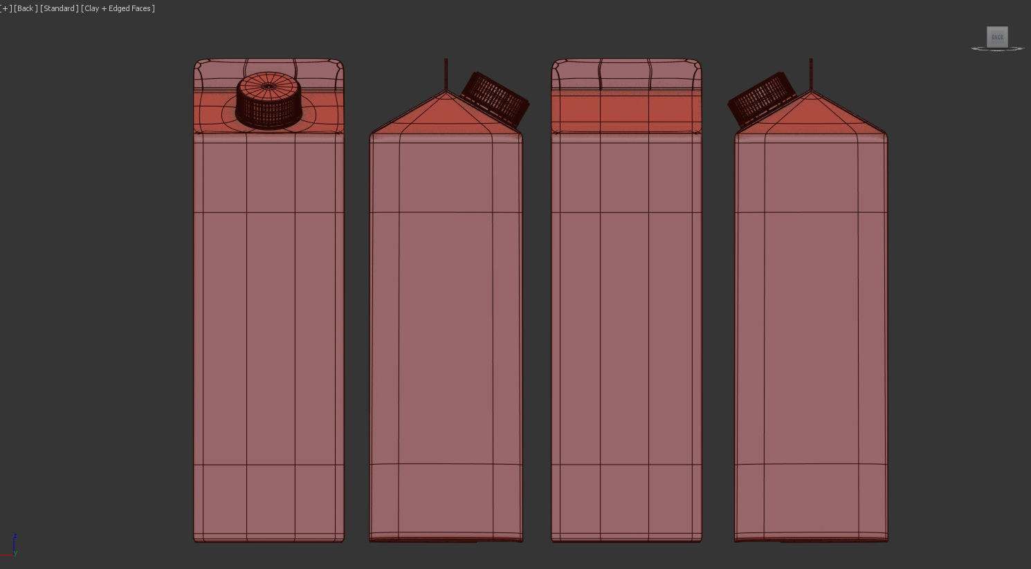 Milk Carton - 1 Liter Low-poly 3D model_9