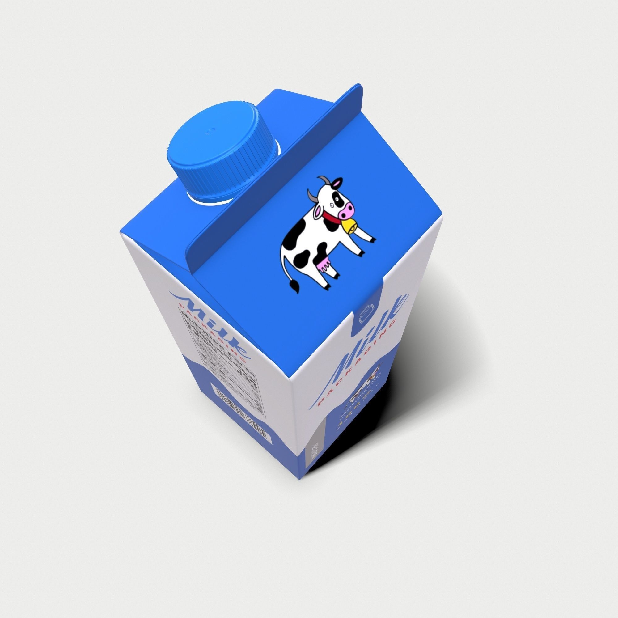Milk Carton - 1 Liter Low-poly 3D model_5