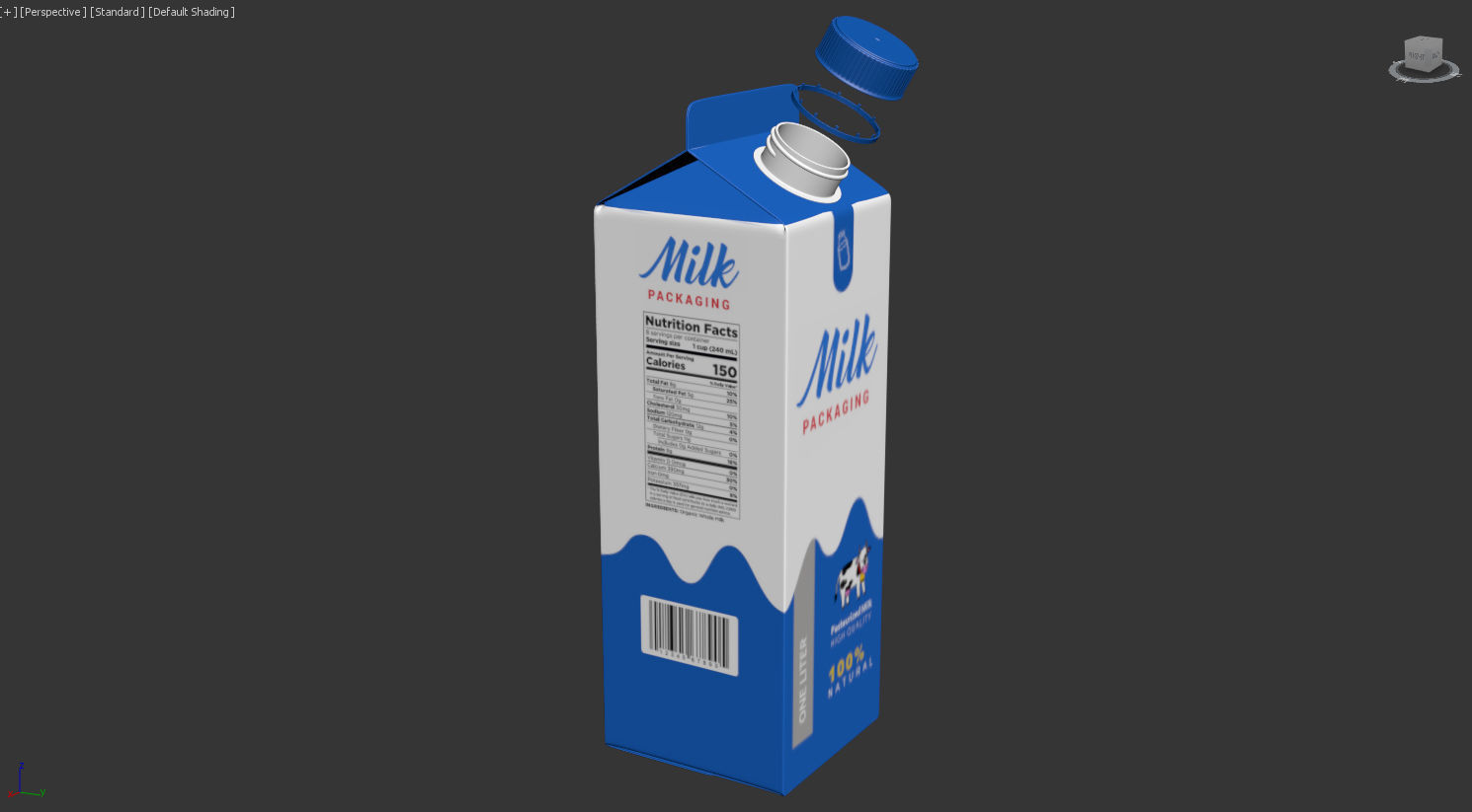 Milk Carton - 1 Liter Low-poly 3D model_10