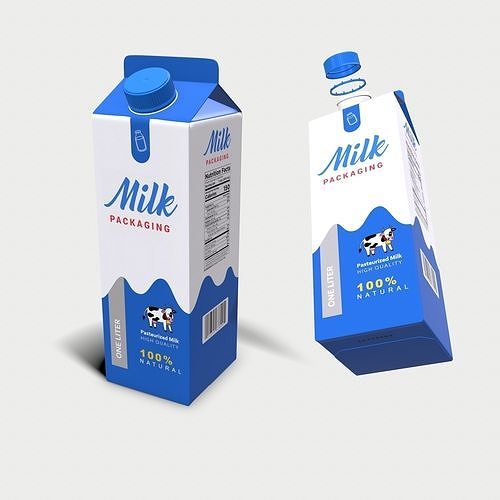 Milk Carton - 1 Liter Low-poly 3D model