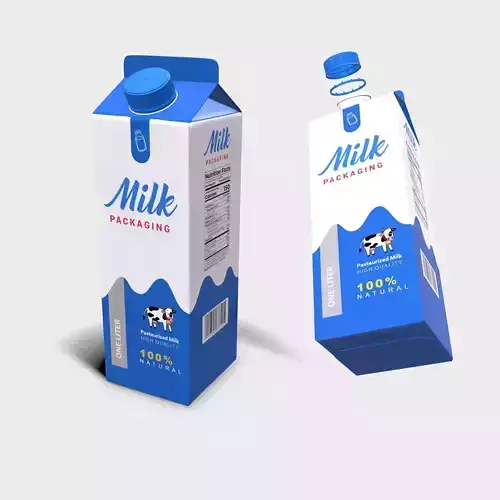Milk Carton - 1 Liter Low-poly 3D model Milk Carton - 1 Liter Low-poly 3D model