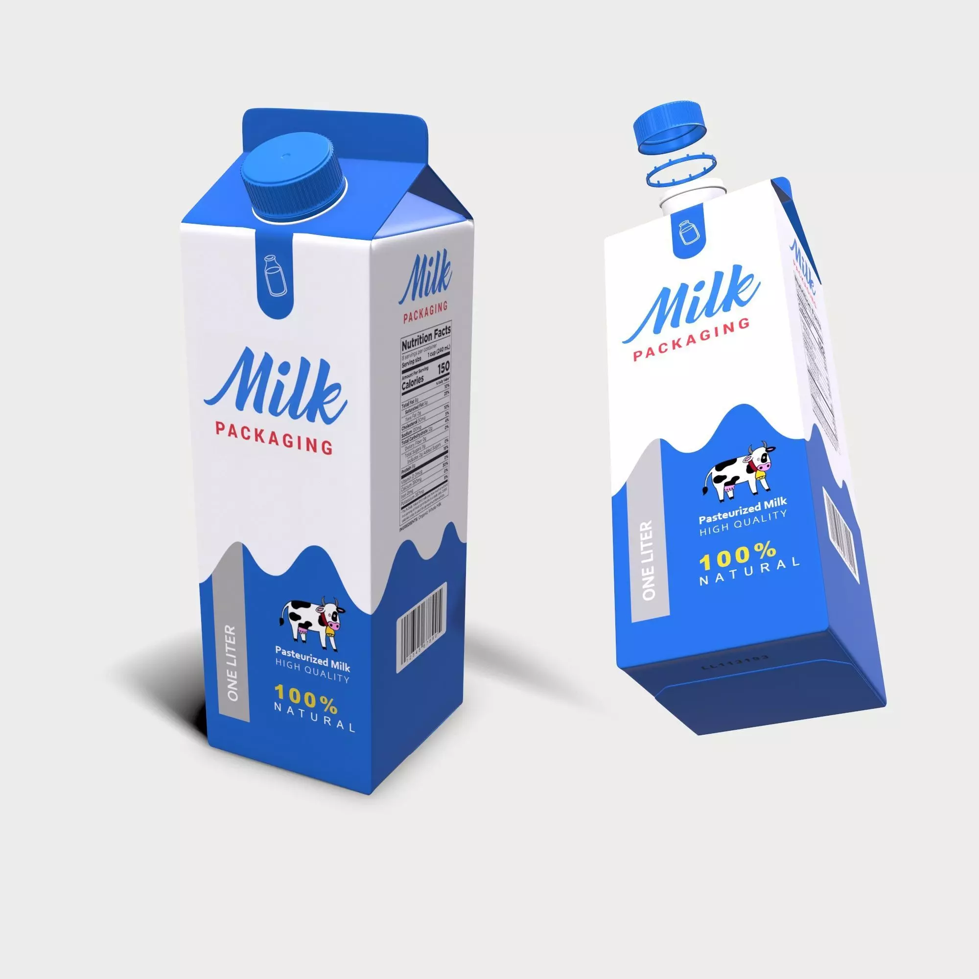 Milk Carton - 1 Liter Low-poly 3D model_0