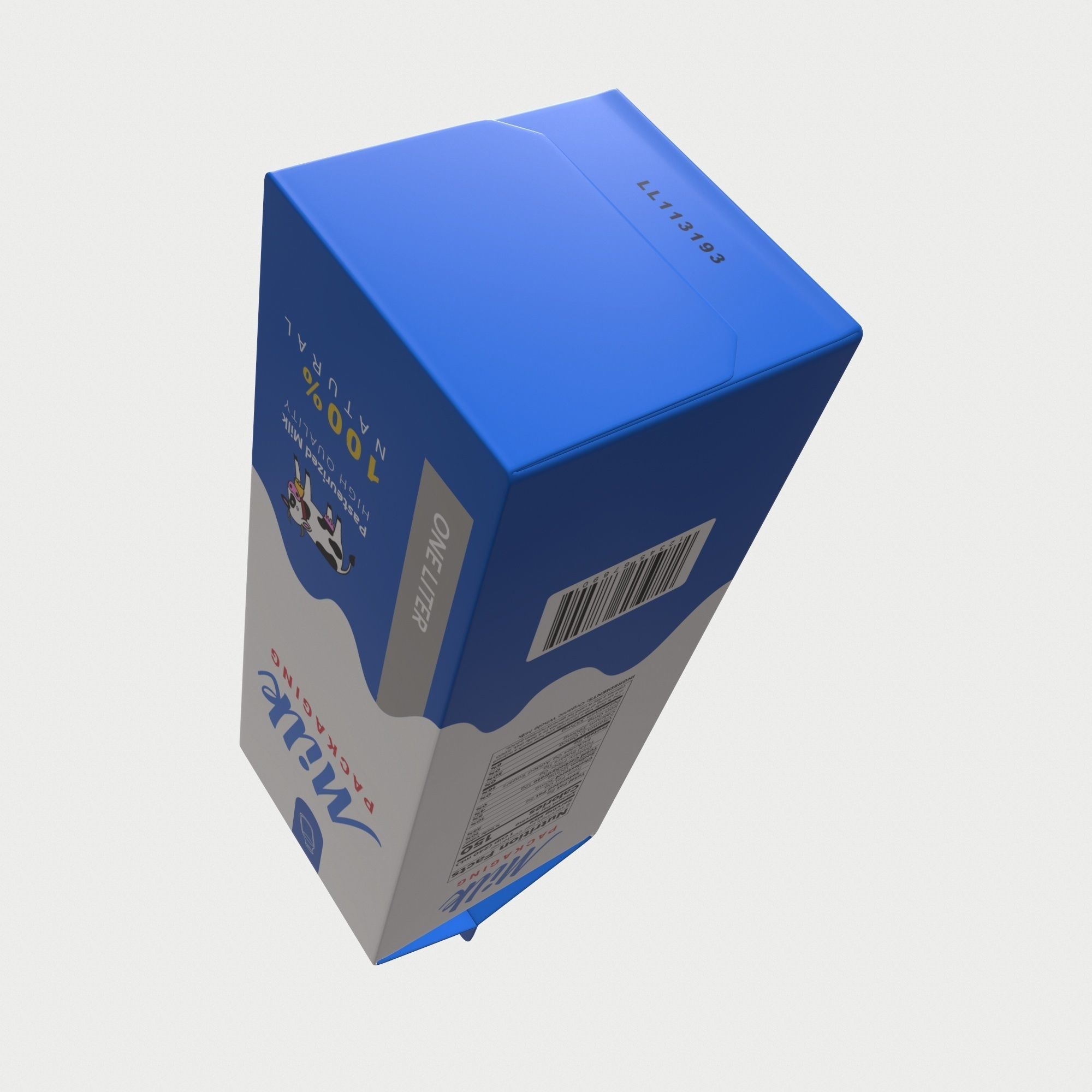 Milk Carton - 1 Liter Low-poly 3D model_7