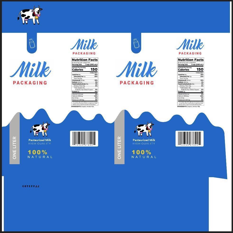 Milk Carton - 1 Liter Low-poly 3D model_23