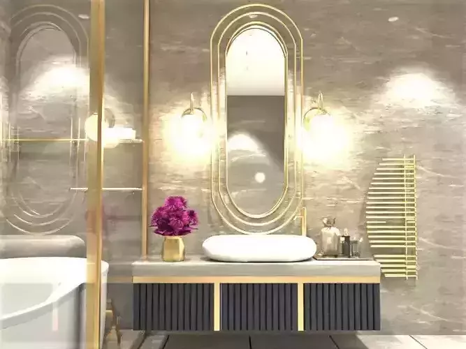 BATHROOM modern with gold accents
