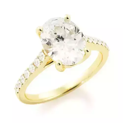 Oval Ring with side stone diamonds r0005