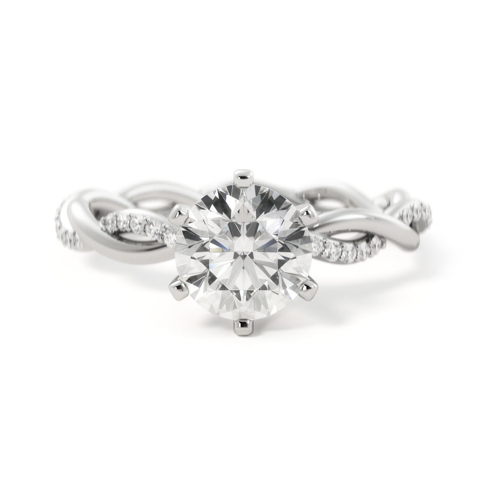 Twist engagement ring with round center stone r0007 3D print model_1