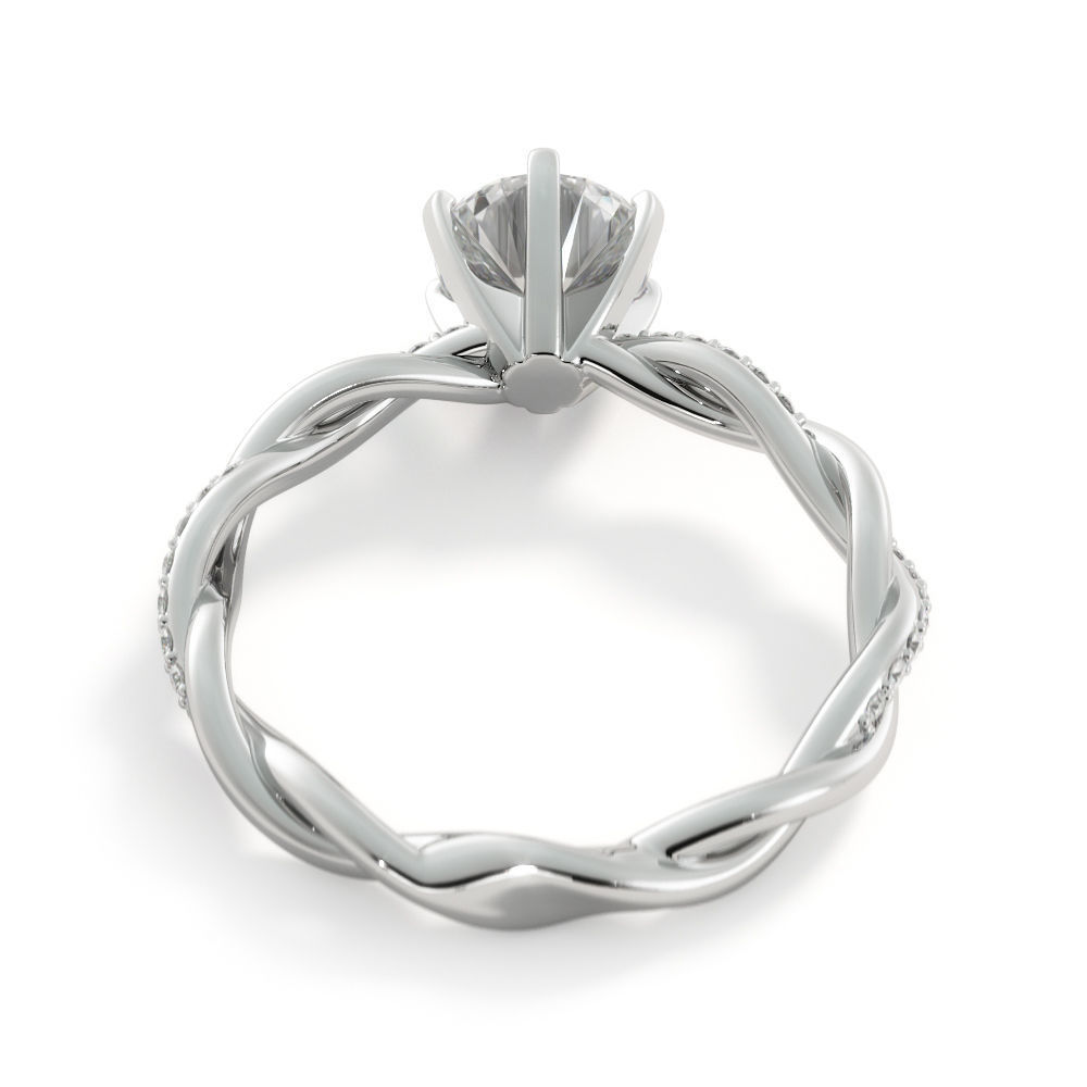 Twist engagement ring with round center stone r0007 3D print model_3
