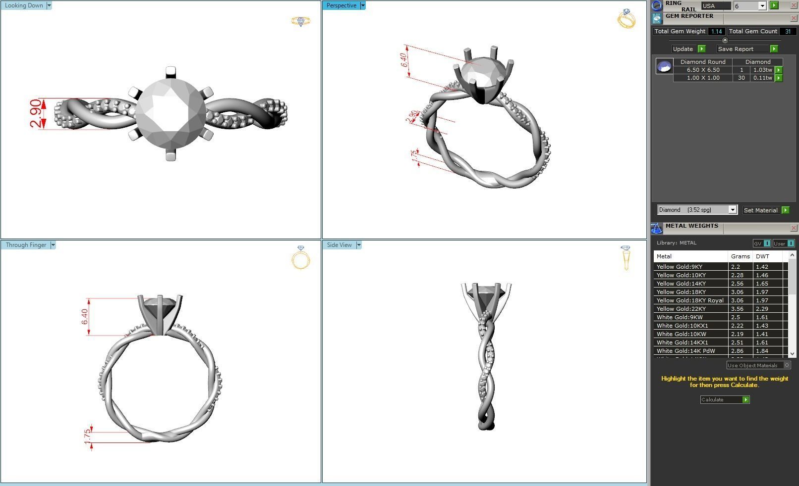 Twist engagement ring with round center stone r0007 3D print model_8