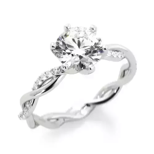 Twist engagement ring with round center stone r0007