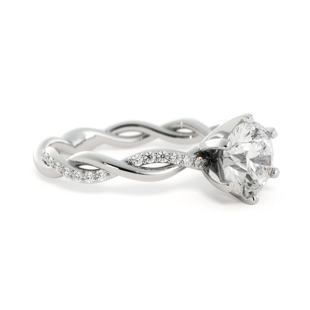 Twist engagement ring with round center stone r0007 3D print model_2