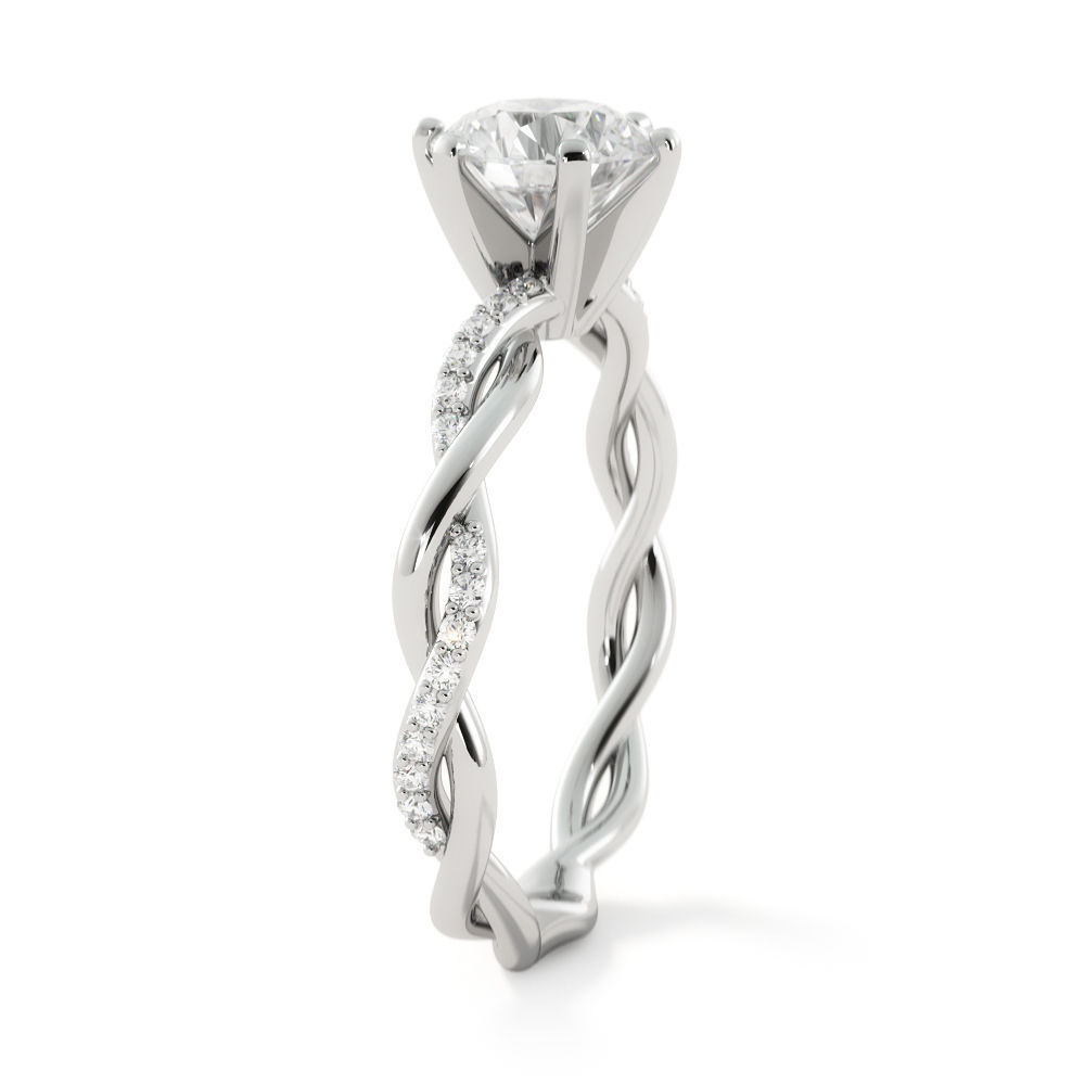 Twist engagement ring with round center stone r0007 3D print model_4