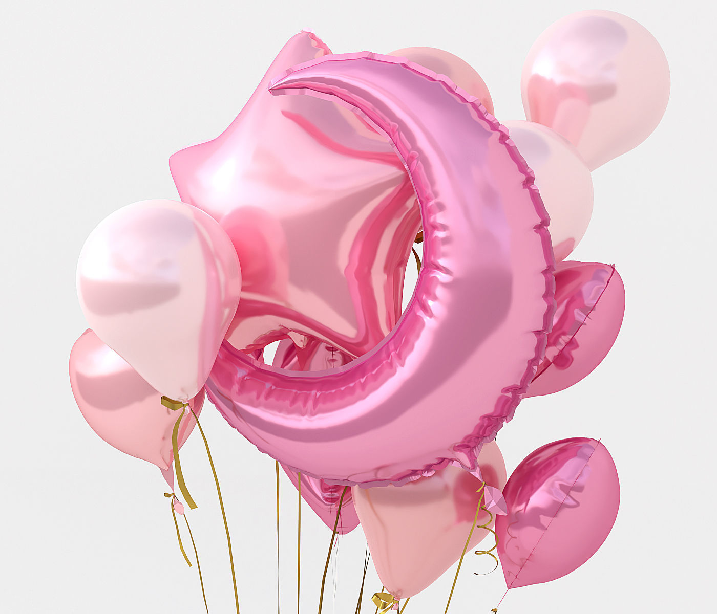 Party balloons 3D model_2