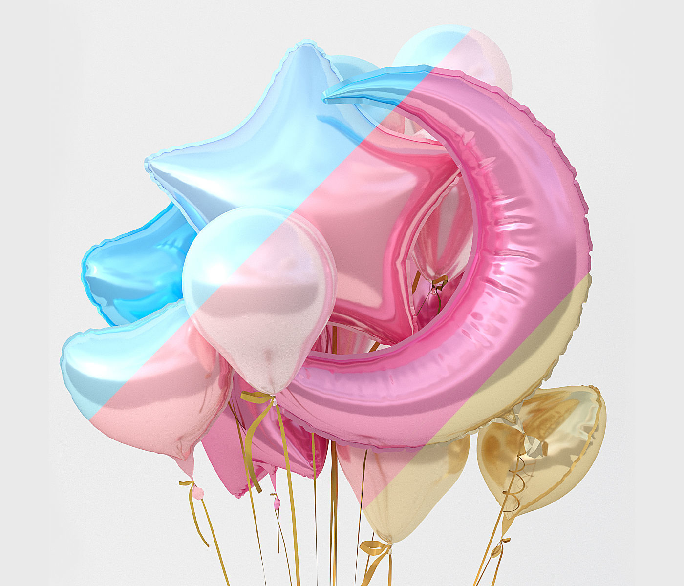 Party balloons 3D model_0