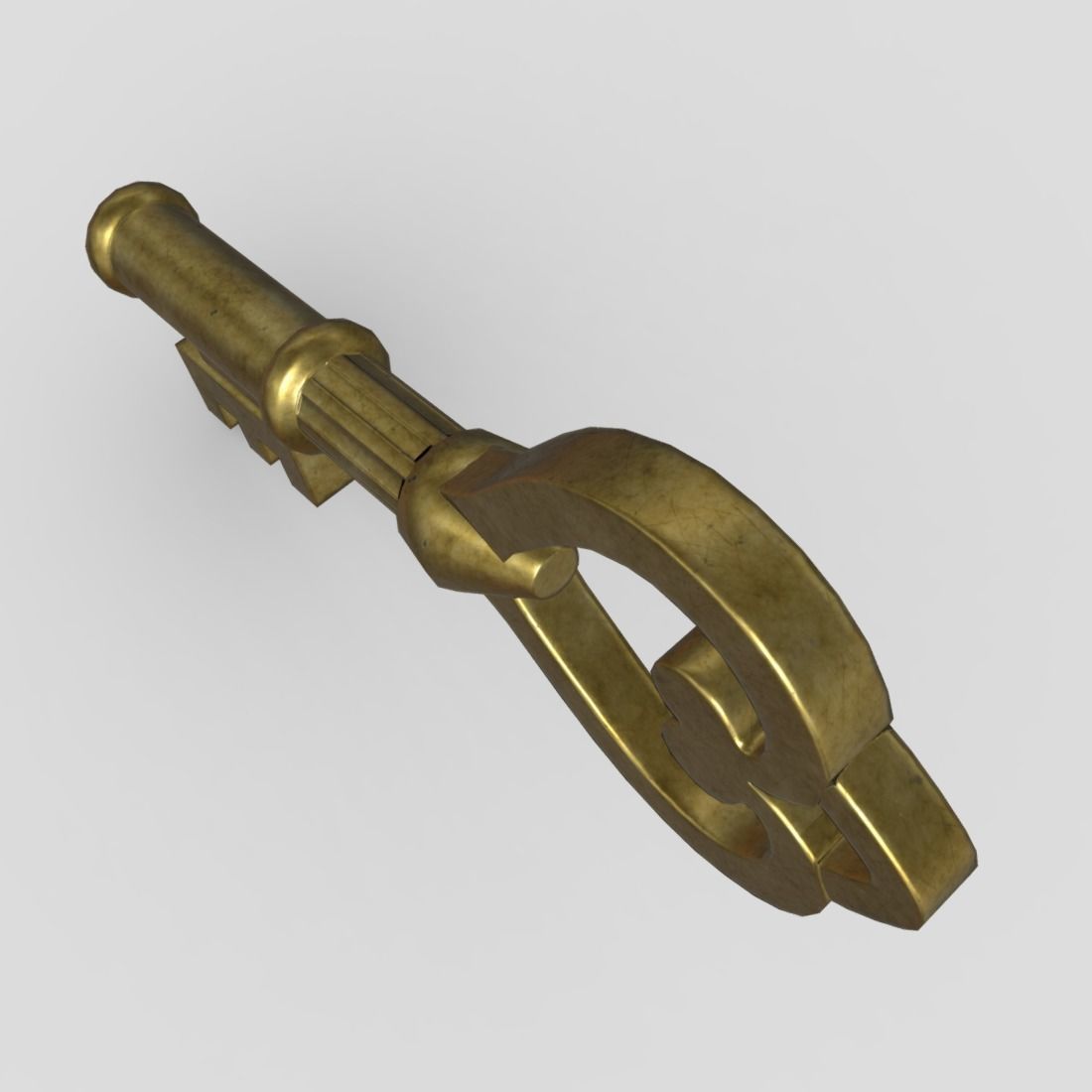 Key 2 golden Low-poly 3D model_6