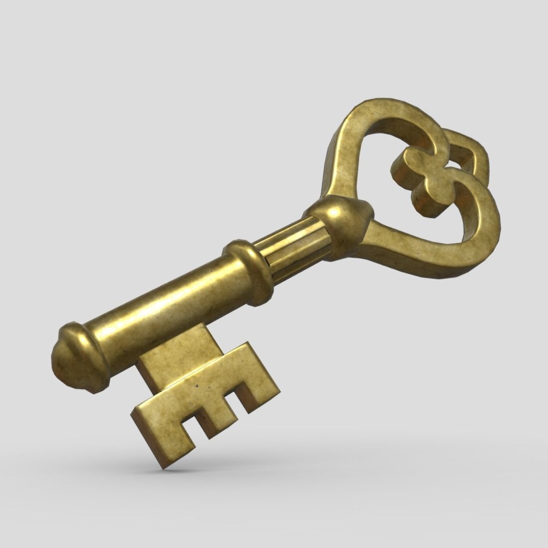 Key 2 golden Low-poly 3D model_12