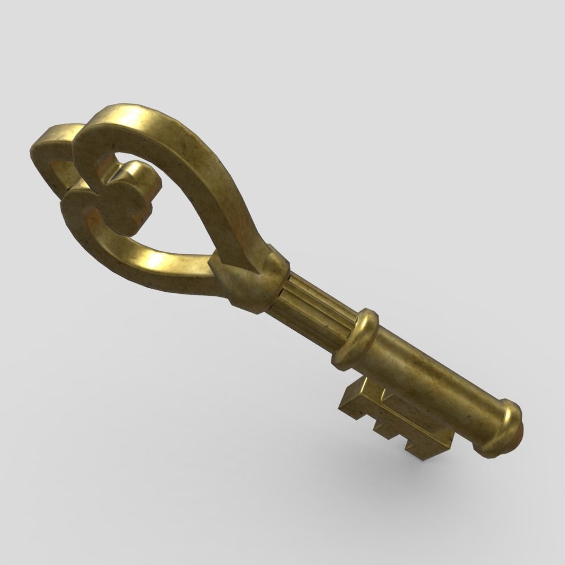 Key 2 golden Low-poly 3D model_8