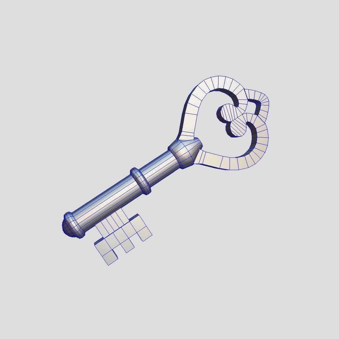 Key 2 golden Low-poly 3D model_1