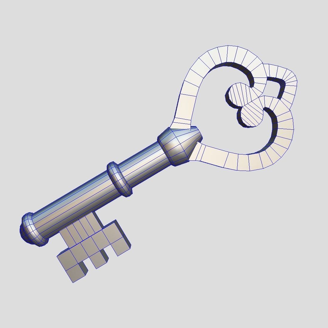 Key 2 golden Low-poly 3D model_3