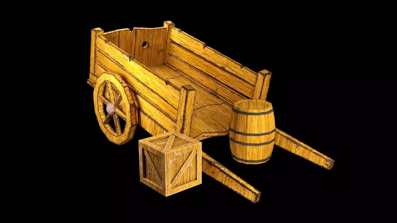 Low poly pack wooden barrel Low-poly 3D model_0