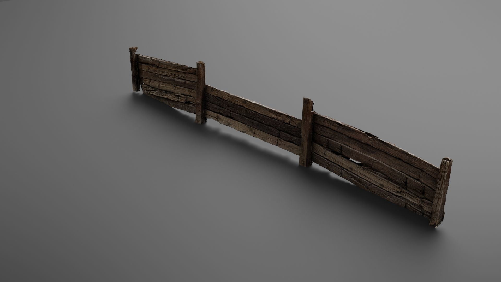 Wooden trench Low-poly 3D model_5