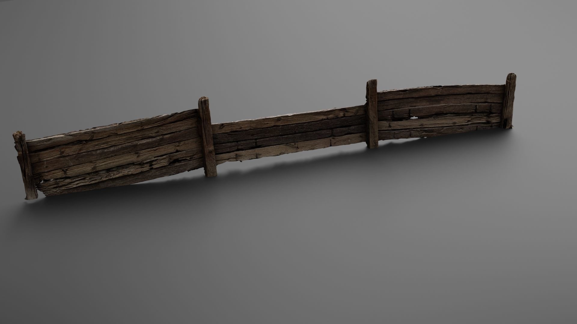 Wooden trench Low-poly 3D model_7