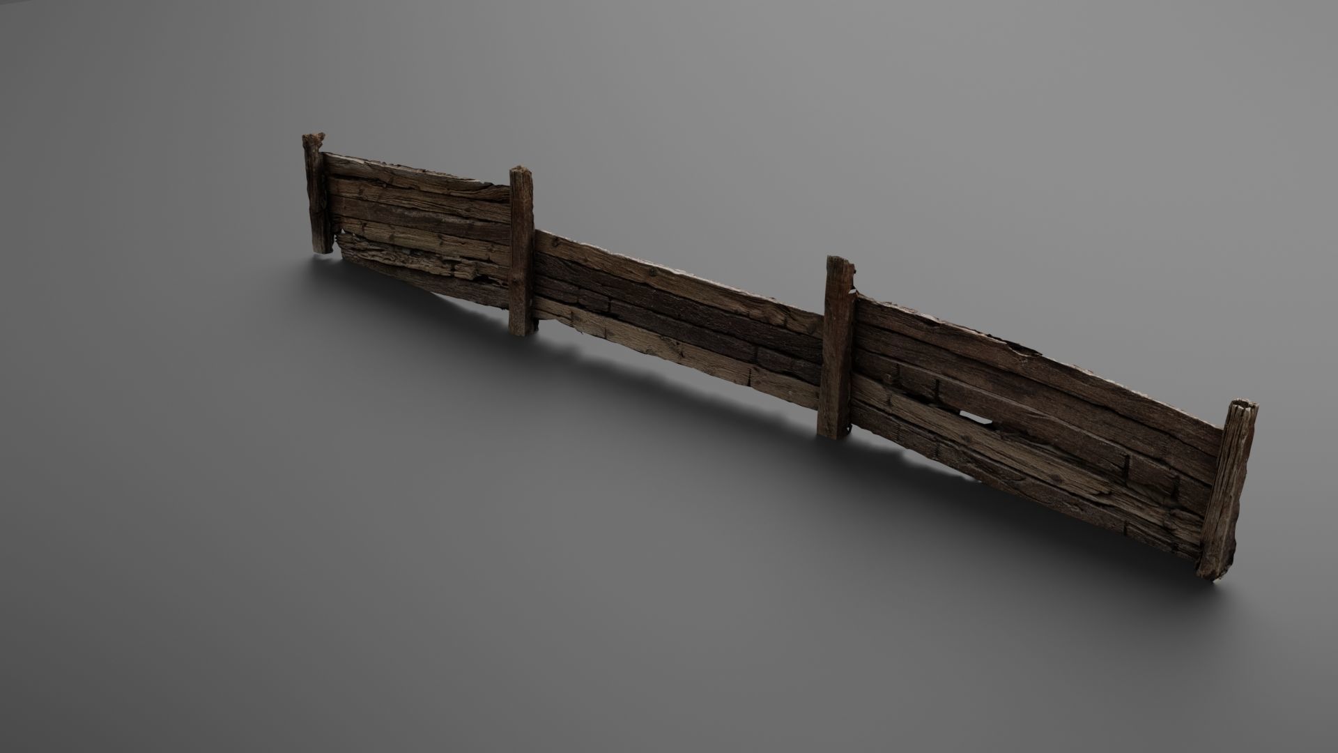 Wooden trench Low-poly 3D model_4