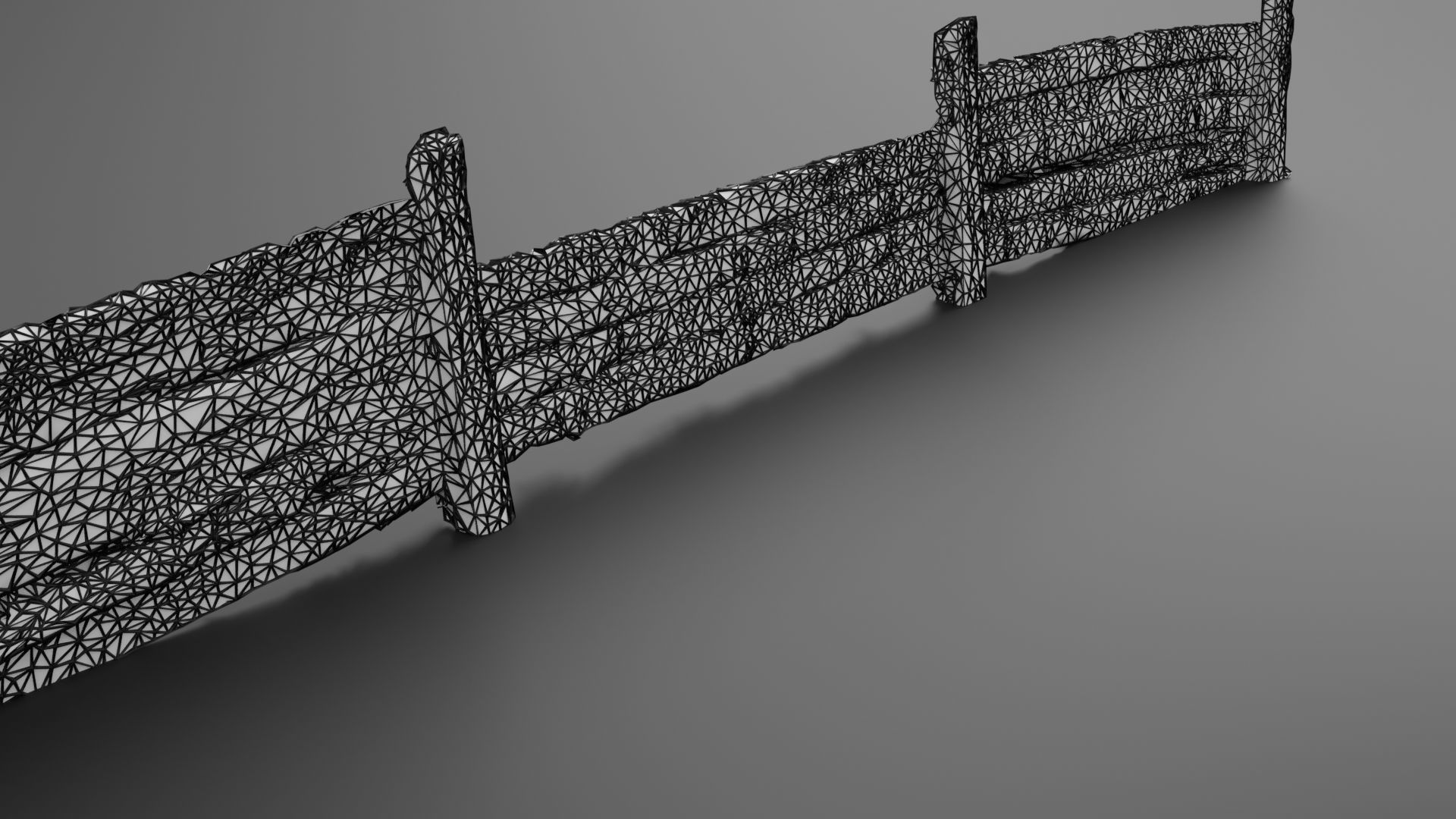 Wooden trench Low-poly 3D model_10