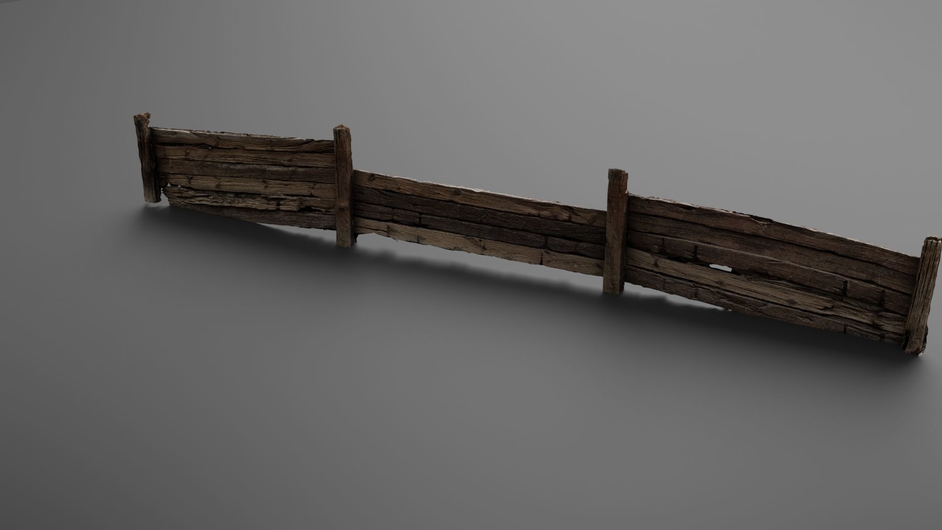 Wooden trench Low-poly 3D model_1