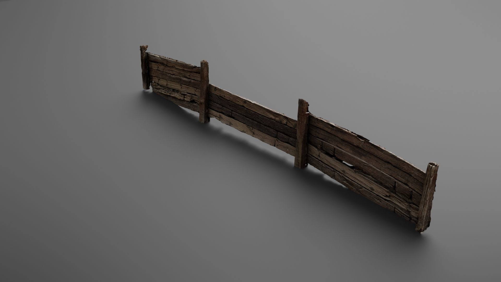 Wooden trench Low-poly 3D model_6