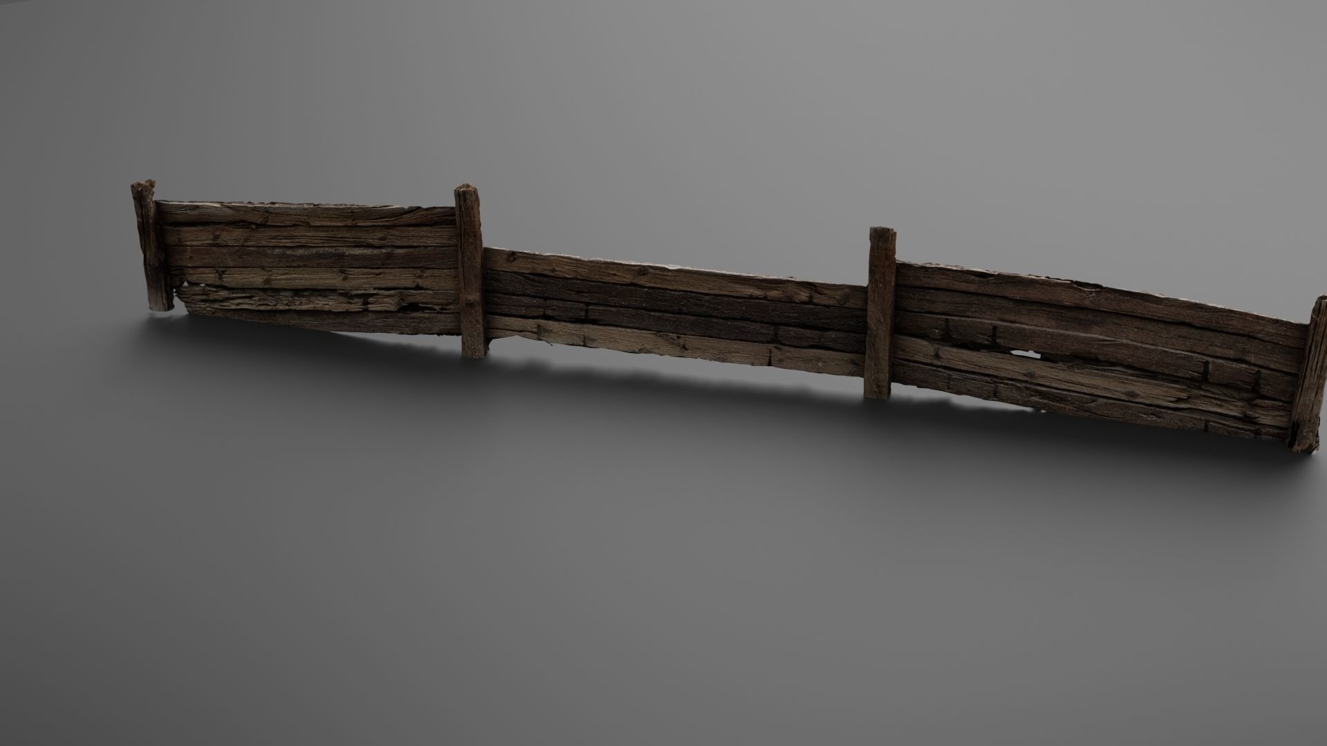 Wooden trench Low-poly 3D model_3