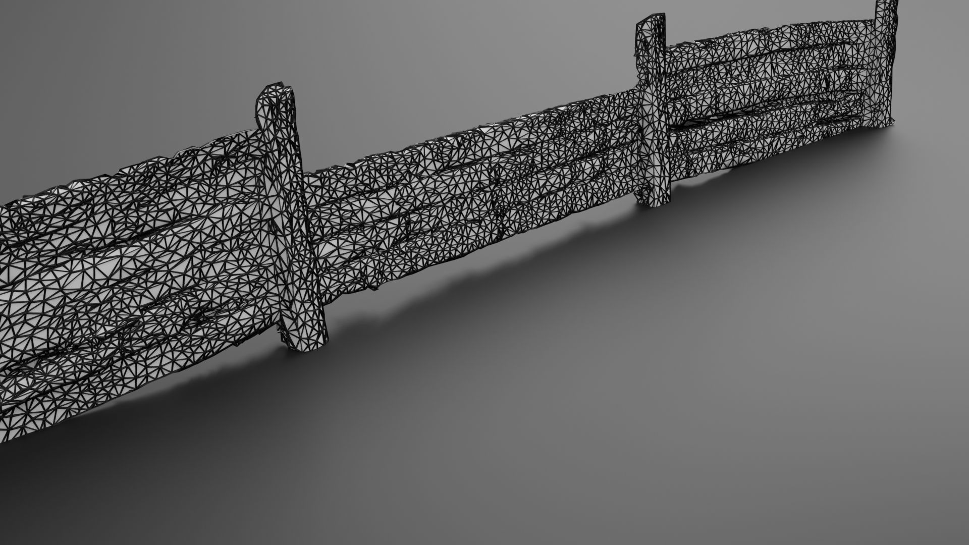 Wooden trench Low-poly 3D model_23