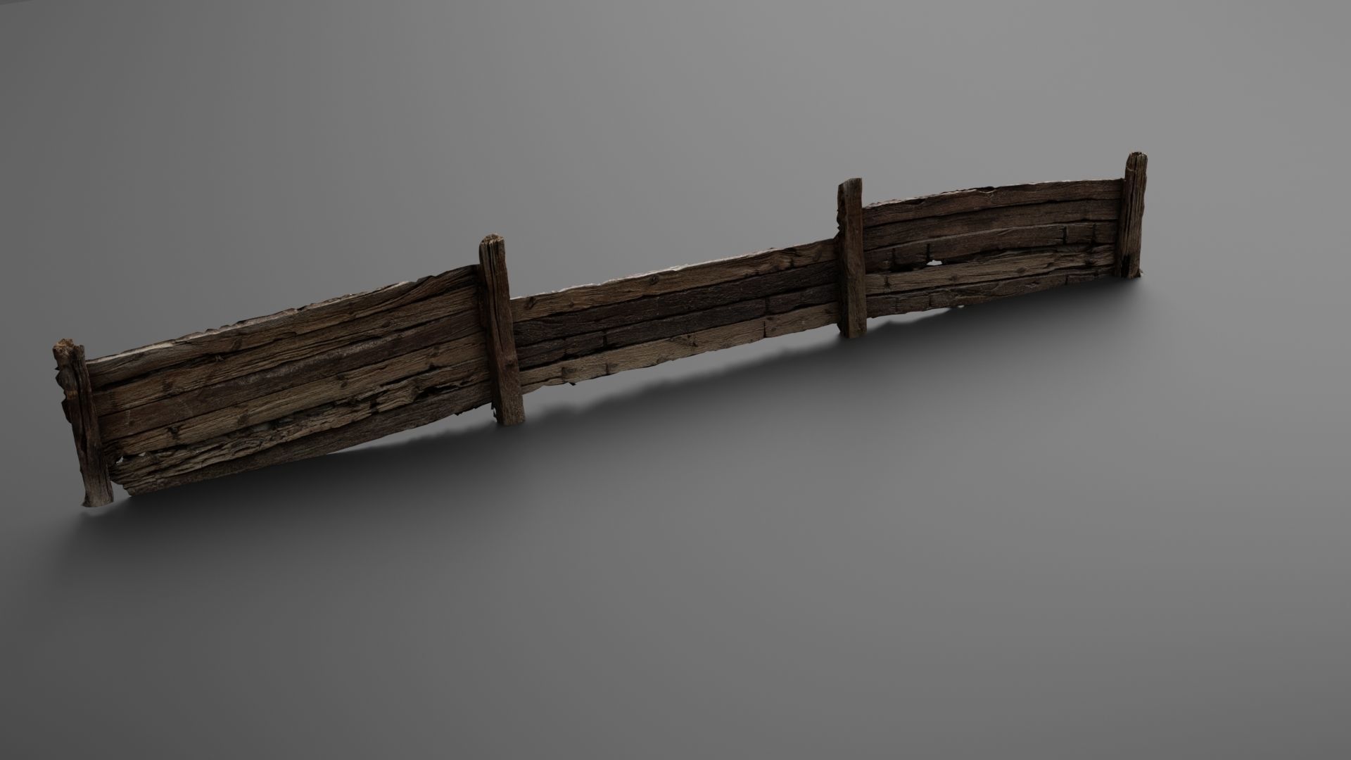 Wooden trench Low-poly 3D model_2