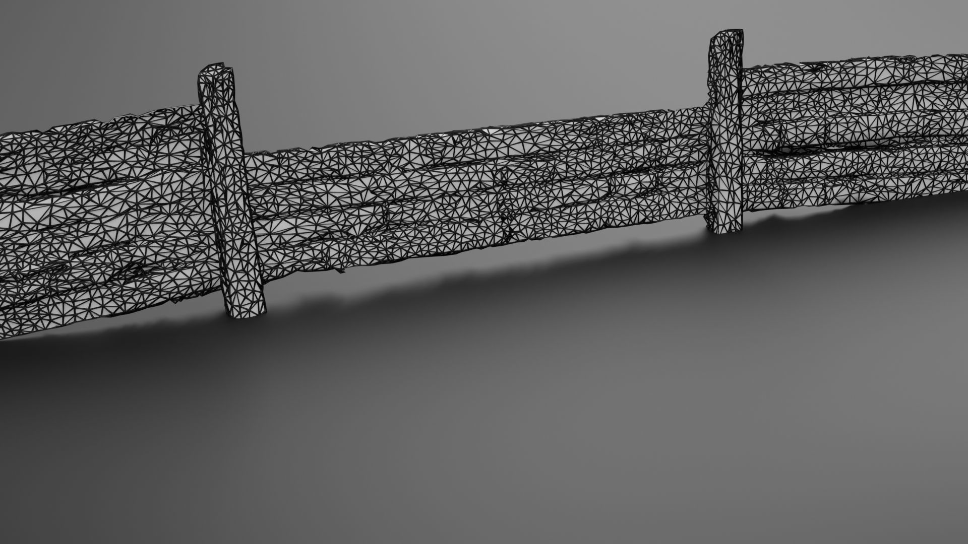 Wooden trench Low-poly 3D model_9