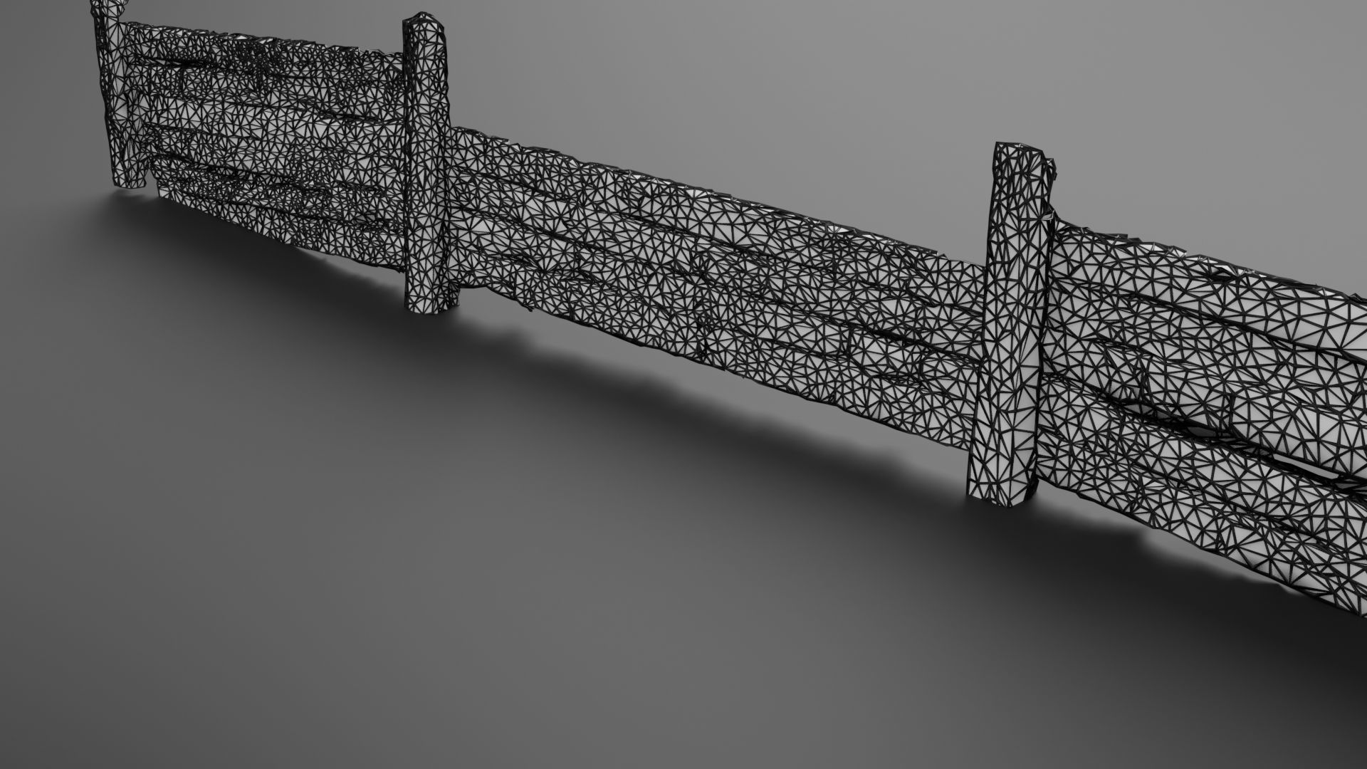 Wooden trench Low-poly 3D model_16