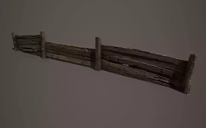 Wooden trench Low-poly 3D model