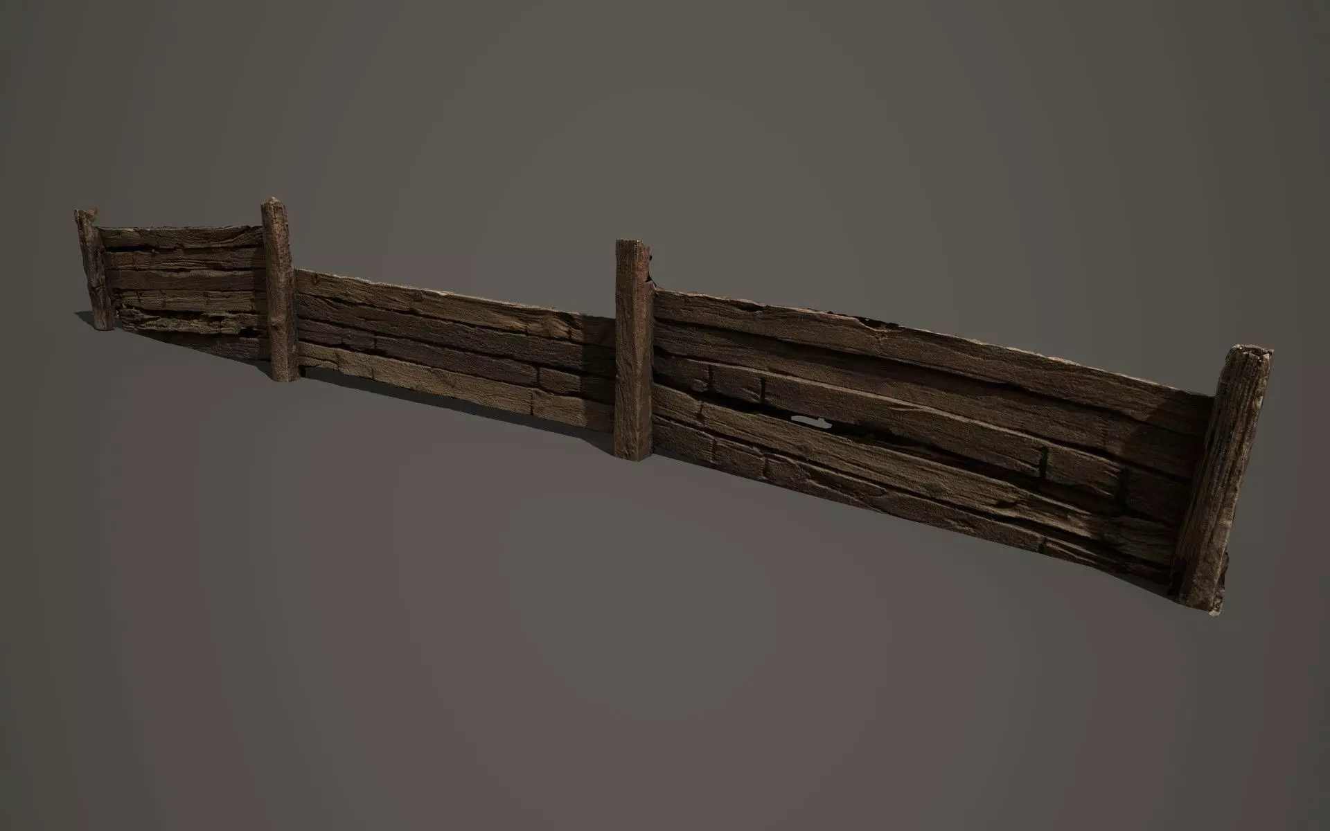 Wooden trench Low-poly 3D model_0
