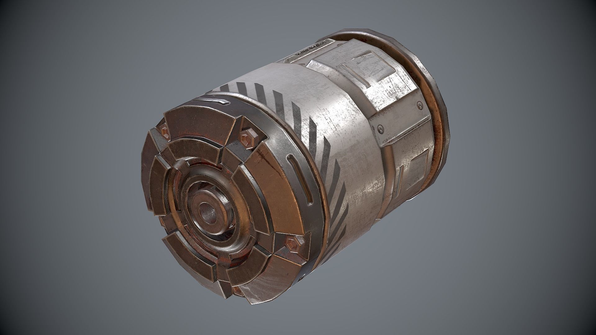 Sci-Fi Barrel White Low-poly 3D model_10