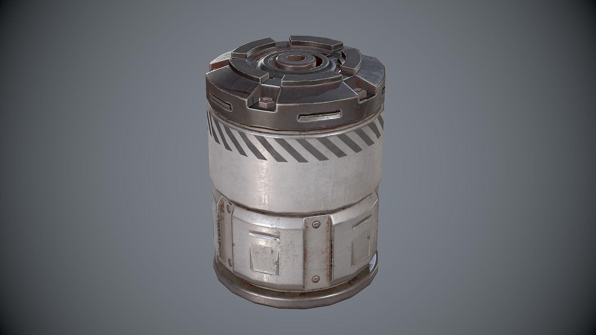Sci-Fi Barrel White Low-poly 3D model_4