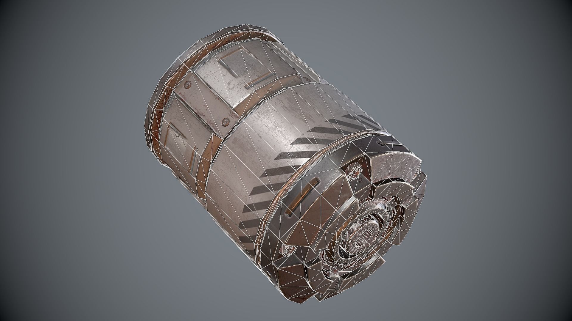 Sci-Fi Barrel White Low-poly 3D model_12
