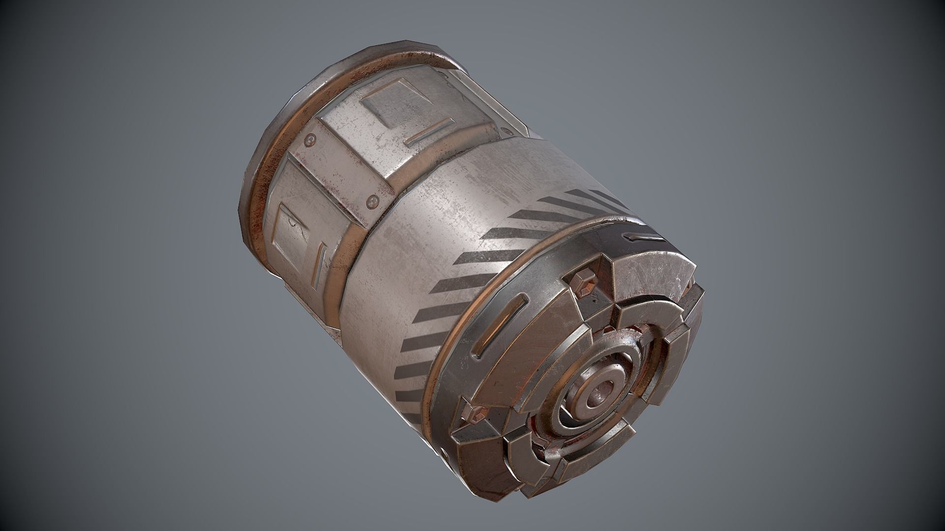 Sci-Fi Barrel White Low-poly 3D model_11