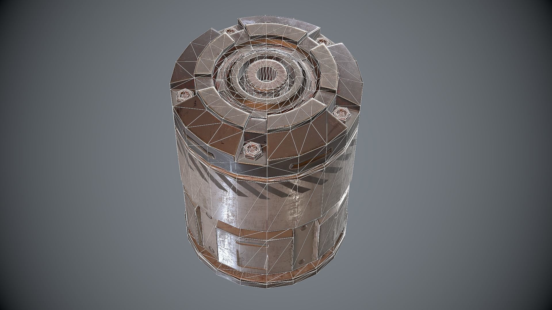 Sci-Fi Barrel White Low-poly 3D model_13