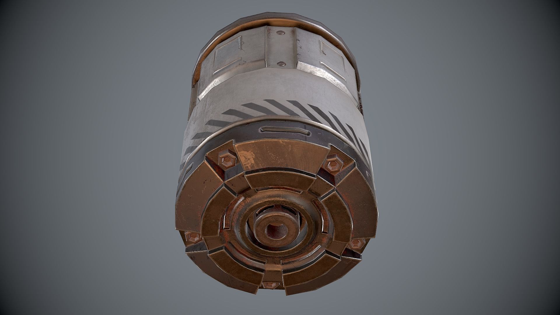 Sci-Fi Barrel White Low-poly 3D model_9