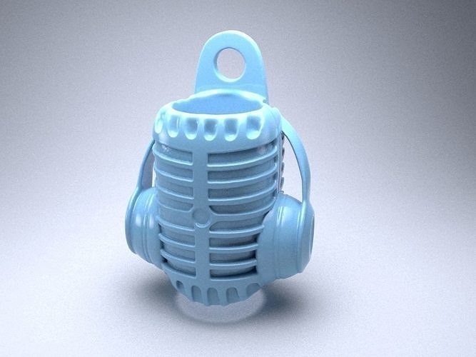 Stylized mouthpiece microphone with headphones 3D print model