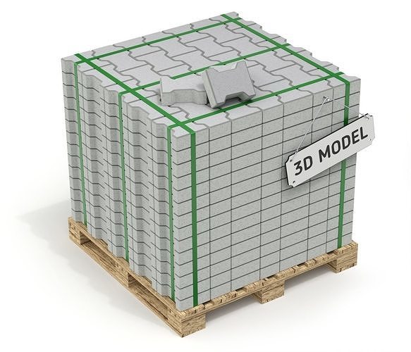 Paving Stones and Wooden Pallet 3D model