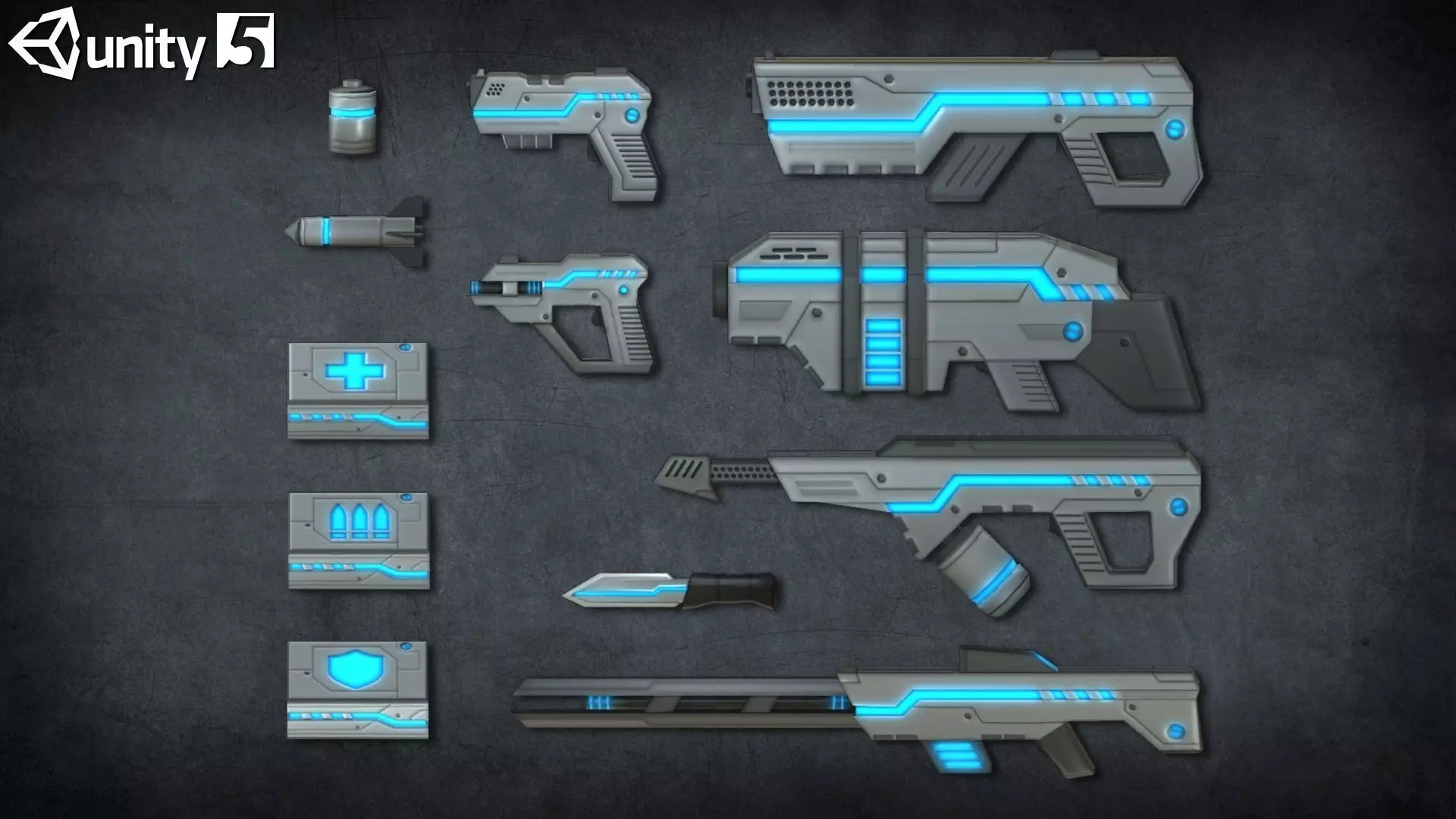 Toon Sci-fi Weapons pack Low-poly 3D model
