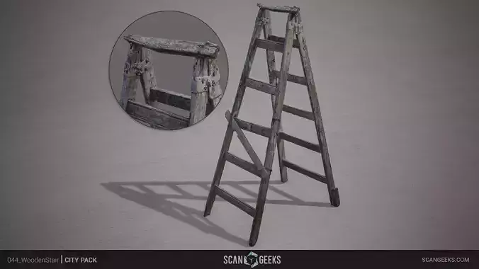 Wooden Stair - Photogrammetry Asset 3D PhotoScan