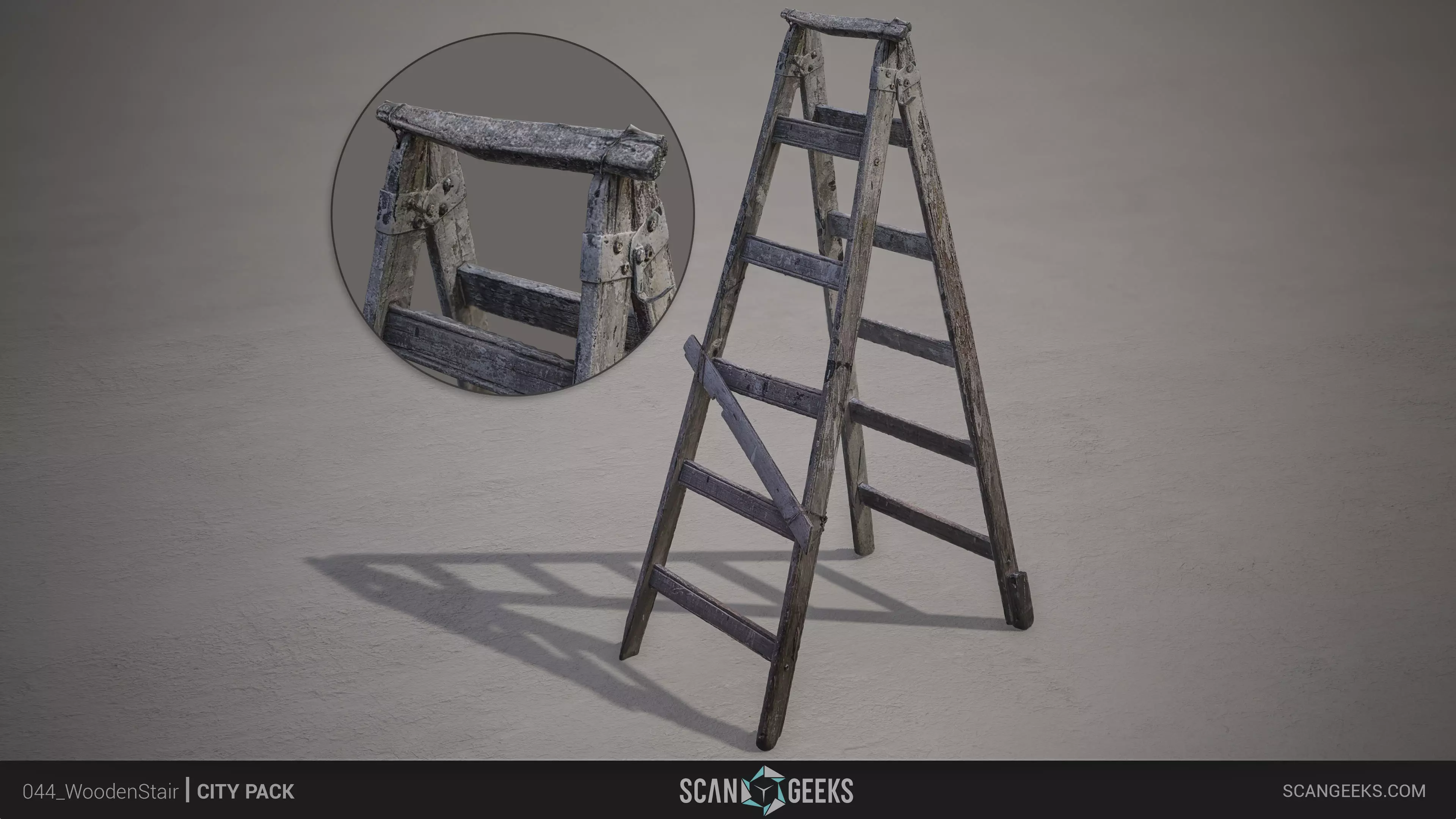 Wooden Stair - Photogrammetry Asset 3D PhotoScan Low-poly 3D model_0