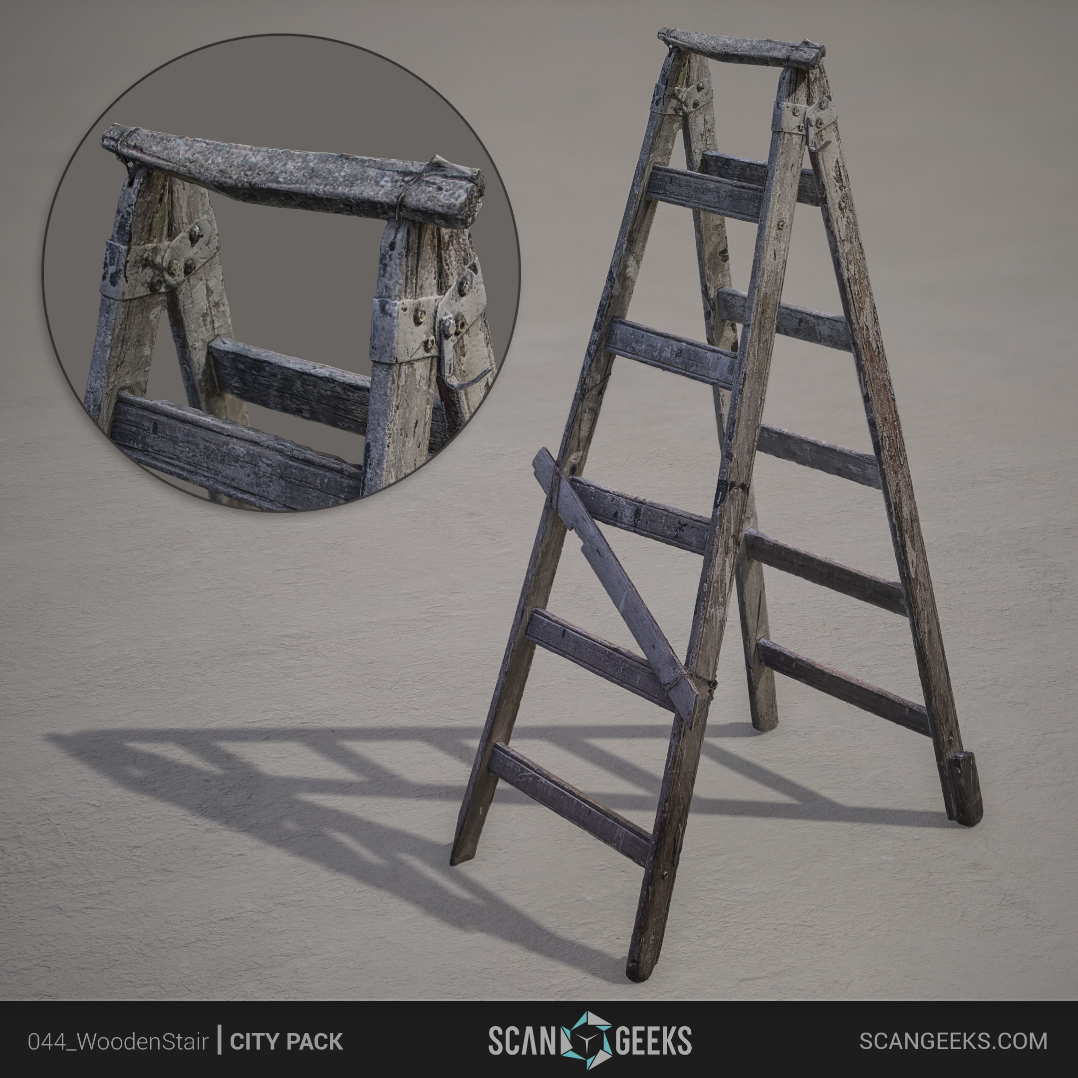 Wooden Stair - Photogrammetry Asset 3D PhotoScan Low-poly 3D model_3