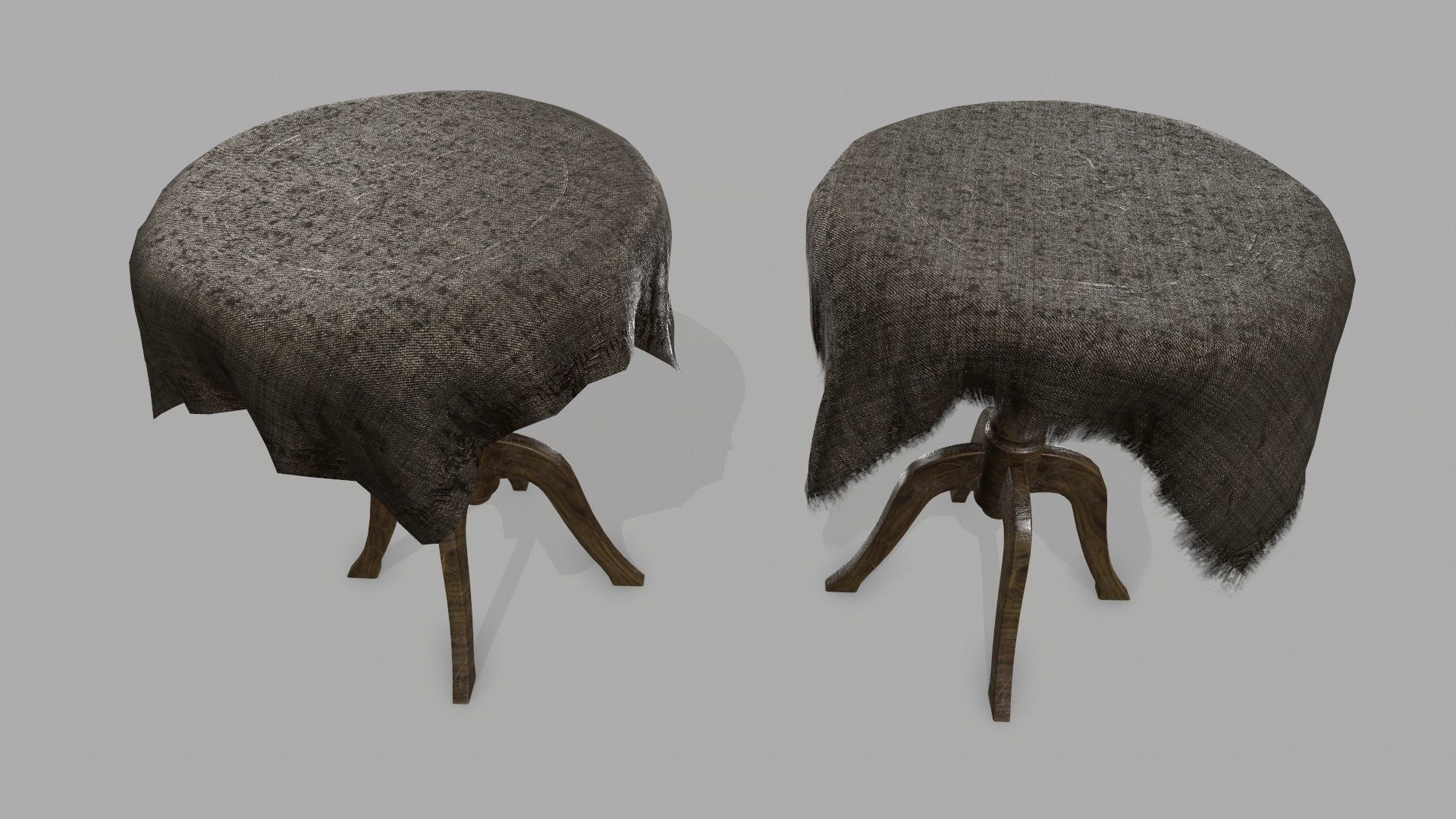 Table stool with cloth Low-poly 3D model_3